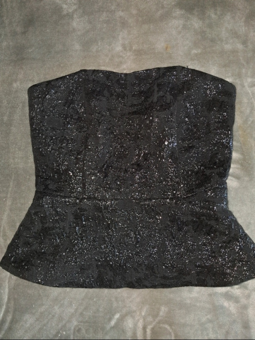 H&M edition Strapless Black shiny Peplum Bustier top